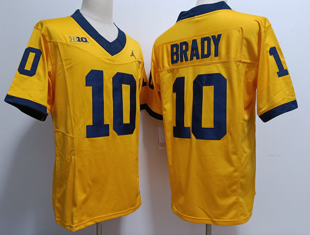 Custom Tom Brady #10 Michigan Wolverines Split Maize Navy White Limited Football Jersey -All Stitched