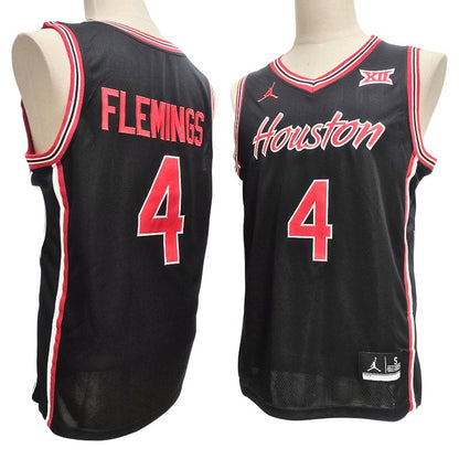 Men's Houston Cougars #4 Kingston Flemings Black White Basketball Jersey All Stitched