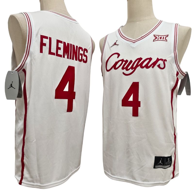 Men's Houston Cougars #4 Kingston Flemings Black White Basketball Jersey All Stitched