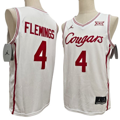 Men's Houston Cougars #4 Kingston Flemings Black White Basketball Jersey All Stitched
