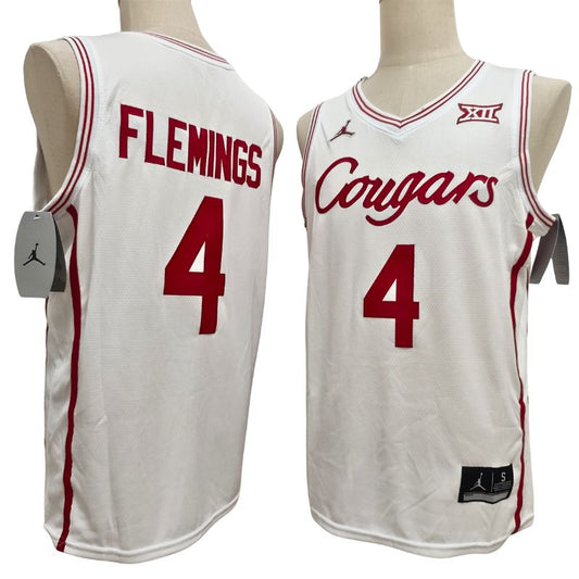 Men's Houston Cougars #4 Kingston Flemings Black White Basketball Jersey All Stitched