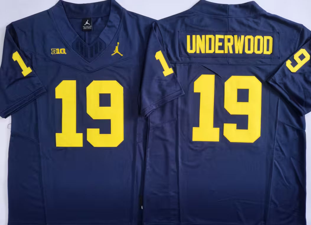 Men's Bryce Underwood Vapor Jersey #19 Gold Navy Michigan Wolverines -All Stitched