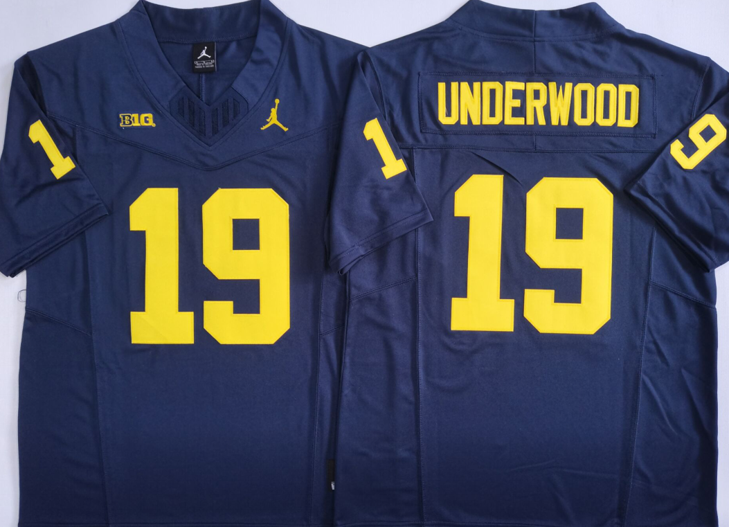 Custom Bryce Underwood #19 Michigan Wolverines Maize Navy White Limited Football Jersey -All Stitched