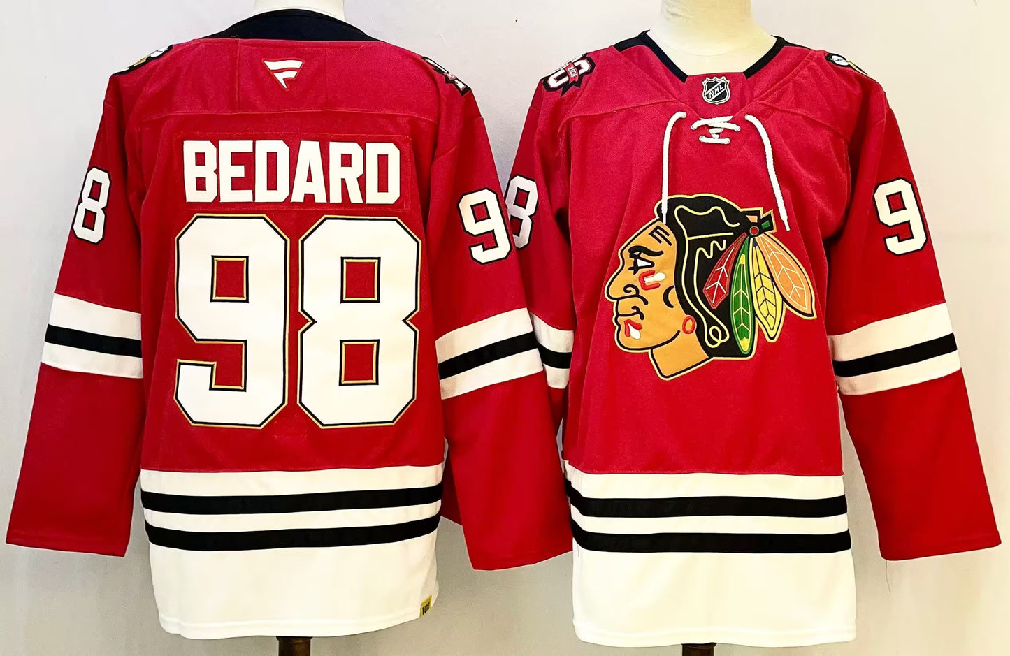 Custom 2026 Connor Bedard Home Red White Black Premium All Stitched Hockey Jersey
