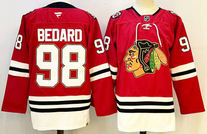 Custom 2026 Connor Bedard Home Red White Black Premium All Stitched Hockey Jersey