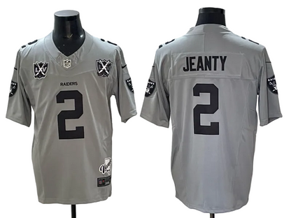 Custom Ashton Jeanty Raiders Black White Gray Split Retro Limited Football Jersey -All Stitched