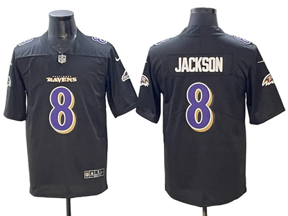 Custom Lamar Jackson White Black Purple Alternate Limited Football Jersey -All Stitched