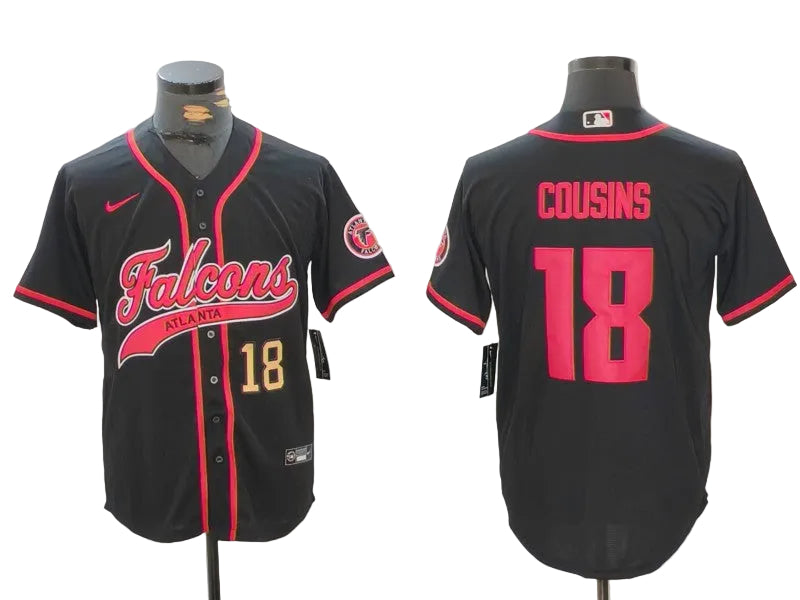 Custom Kirk Cousins Atlanta Falcons Black White Stitched Baseball Jersey -All Stitched