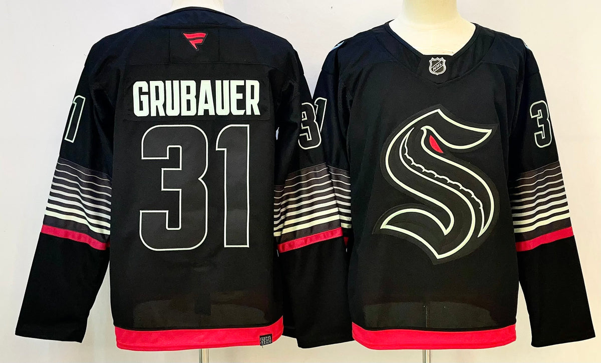 Custom Name Number Seattle Kraken Home Deep Sea Blue Alternate Black Hockey Jersey -All Stitched