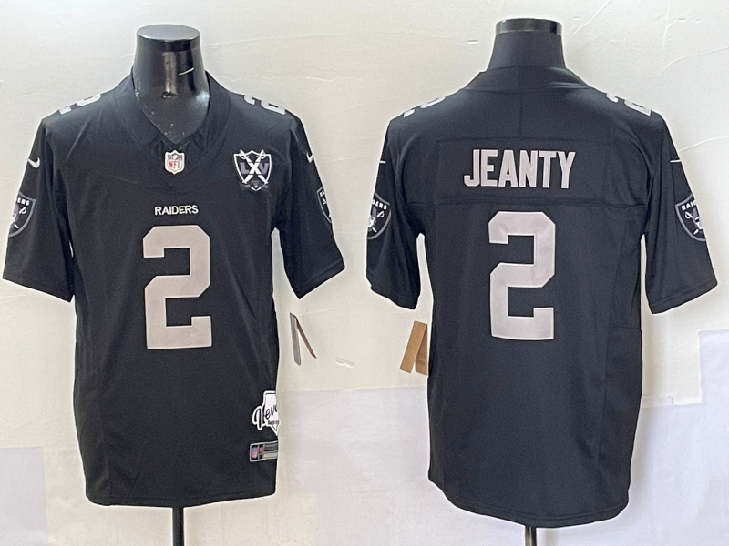 Custom Ashton Jeanty Raiders Black White Gray Split Limited Football Jersey -All Stitched