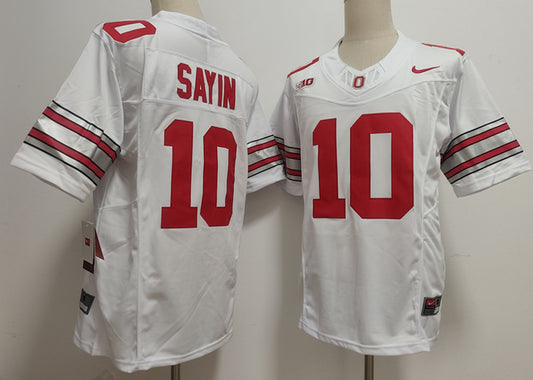 Men's Ohio State Buckeyes #10 Julian Sayin White Red Black Vapor Jersey -All Stitched