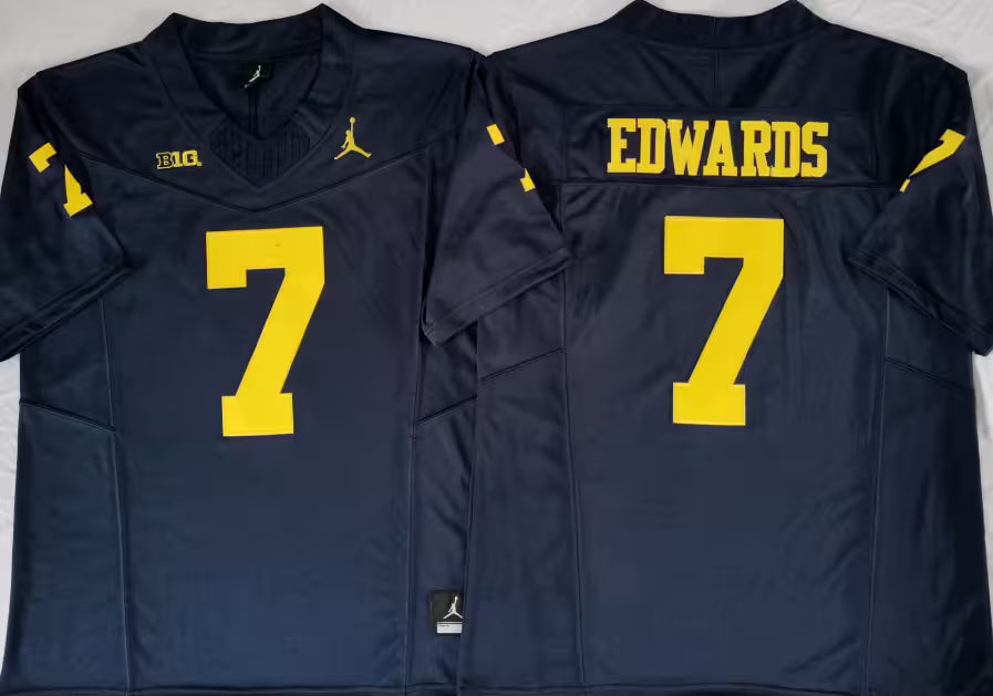 Men's Donovan Edwards Vapor Jersey #7 White Gold Navy Michigan Wolverines -All Stitched