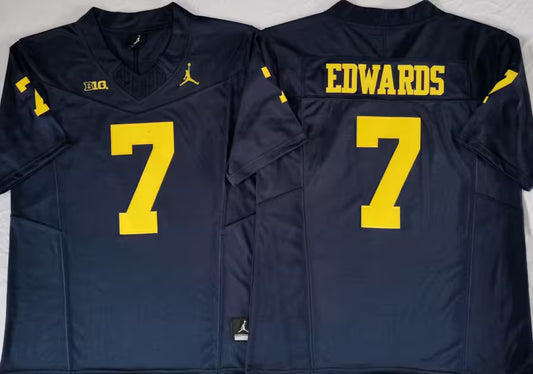 Men's Donovan Edwards Vapor Jersey #7 White Gold Navy Michigan Wolverines -All Stitched