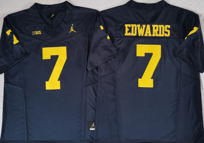 Custom Donovan Edwards #7 Michigan Wolverines Maize Navy White Limited Football Jersey -All Stitched