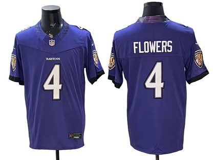Custom Zay Flowers White Black Purple Alternate Limited Football Jersey -All Stitched