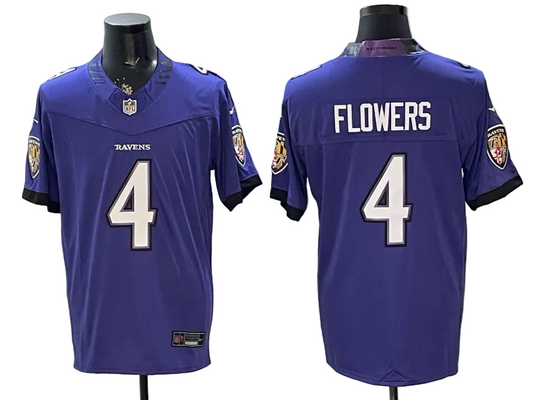 Custom Zay Flowers White Black Purple Alternate Limited Football Jersey -All Stitched