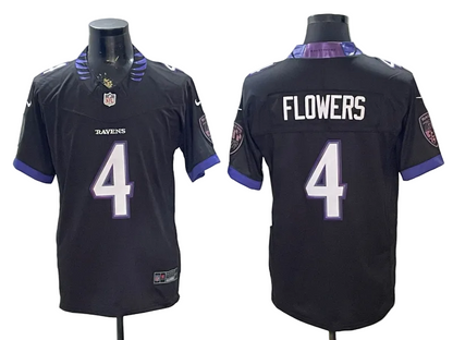 Custom Zay Flowers White Black Purple Alternate Limited Football Jersey -All Stitched