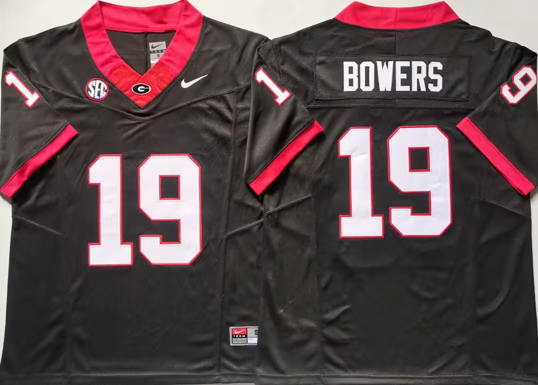 Men's Brock Bowers Black Jersey #19 Red White Georgia Bulldogs Stranger Things Edition Vapor Stitched