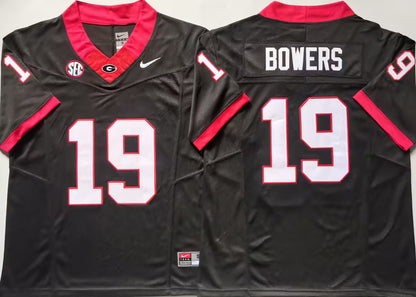 Men's Brock Bowers Black Jersey #19 Red White Georgia Bulldogs Stranger Things Edition Vapor Stitched