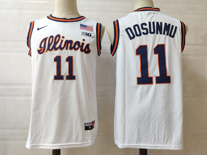 Custom Ayo Dosunmu #11 Illinois Fighting Illini Retro Orange White Basketball Jersey -All Stitched