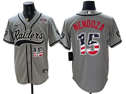 Custom Fernando Mendoza Raiders Black White Gray 250 USA Limited Baseball Jersey -All Stitched