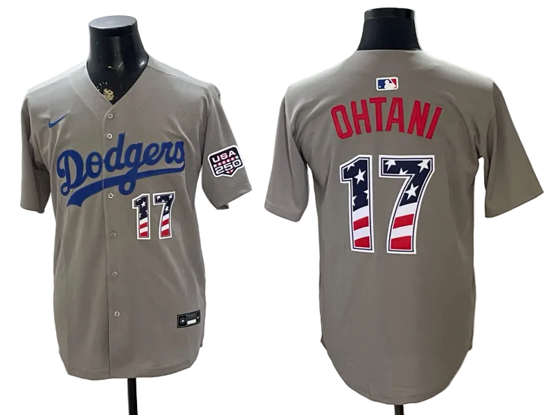 Custom Dodgers Gray USA 250 Fourth of July Baseball Jersey -All Stitched