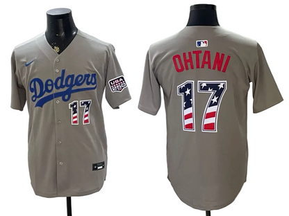 Custom Dodgers Gray USA 250 Fourth of July Baseball Jersey -All Stitched