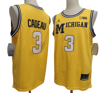 Men's Michigan Wolverines #3 Elliot Cadea Gold Basketball Jersey All Stitched