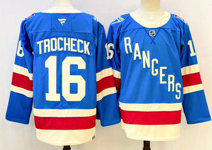 Custom 2026 Ranger Centennial Blue Premium All Stitched Hockey Jersey
