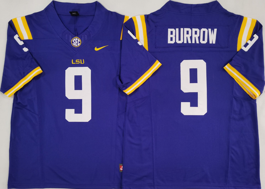 Men's Joe Burrow #9 LSU Tigers Vapor Purple White Football Jersey -All Stitched