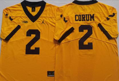 Custom Blake Corum #2 Michigan Wolverines Maize Navy White Limited Football Jersey -All Stitched