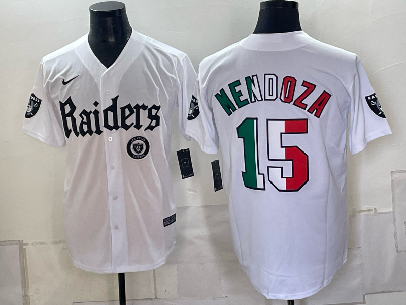 Custom Fernando Mendoza Raiders Black White Mexico Limited Baseball Jersey -All Stitched