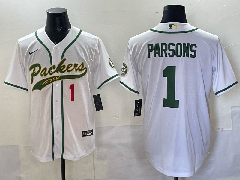 Custom Green Bay Packers Aaron Rodgers Micah Parsons Black Gray White Green Baseball Jersey -All Stitched