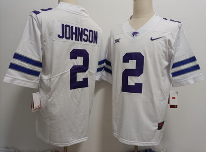 Custom Avery Johnson #2 Kansas State Wildcats Purple White Limited Football Jersey -All Stitched