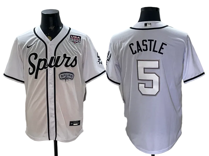 2026 Stephon Castle Dylan Harper De'Aaron Fox Victor Wembanyama San Antonio Spurs Baseball Jersey -All Stitched