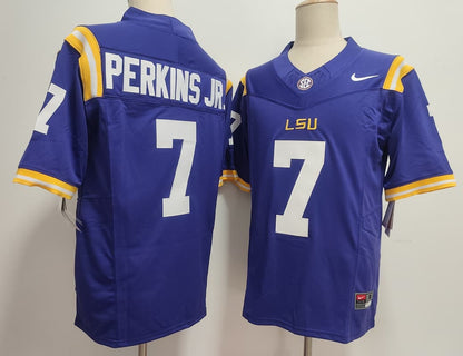 Men's Harold Perkins Jr. #7 LSU Tigers Vapor Purple White Football Jersey -All Stitched