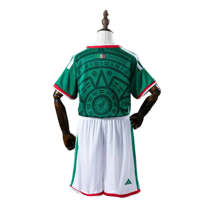 Custom Youth 2026 Mexico Home Green Soccer Jersey Kit Set– Personalized Name & Number