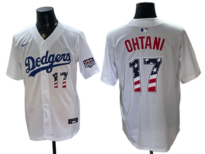 Custom Dodgers White USA 250 Fourth of July Baseball Jersey -All Stitched