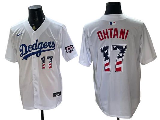 Custom Dodgers White USA 250 Fourth of July Baseball Jersey -All Stitched