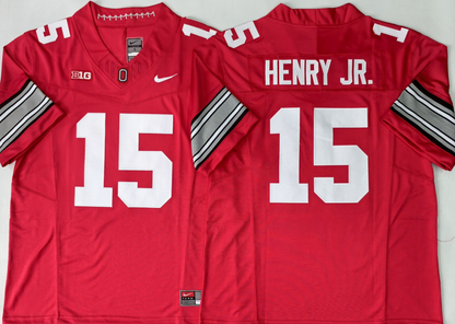 Custom Chris Henry Jr #15 Ohio State Buckeyes Scarlet White Black Limited Football Jersey -All Stitched