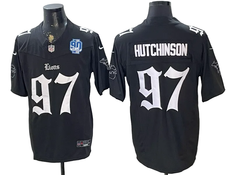 Custom Aidan Hutchinson Blue Black Split Limited Football Jersey -All Stitched