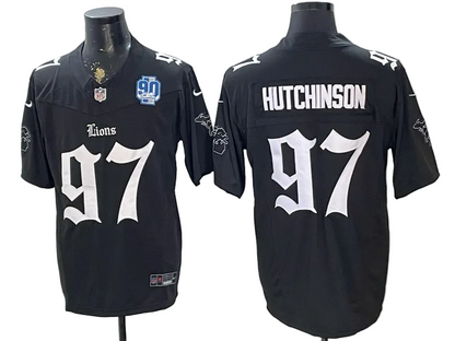 Custom Aidan Hutchinson Blue Black Split Limited Football Jersey -All Stitched