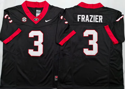 Men's Nate Frazier Black Vapor Jersey #3 Georgia Bulldogs Stranger Things Edition-All Stitched