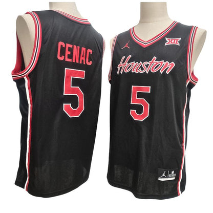 Men's Houston Cougars #5 Chris Cenac Jr Black White Basketball Jersey All Stitched