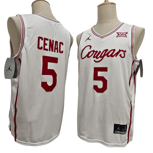 Men's Houston Cougars #5 Chris Cenac Jr Black White Basketball Jersey All Stitched