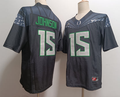 Custom Tez Johnson #15 Oregon Ducks Green White Black Yellow Limited Football Jersey -All Stitched