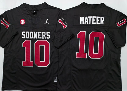 Men's John Mateer #10 Oklahoma Sooners Crimson Vapor Red White Black Football Jersey -All Stitched