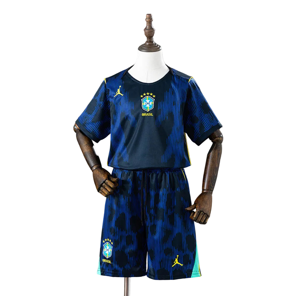 Custom Youth 2026 Brazil Away Navy Soccer Jersey Kit Set– Personalized Name & Number