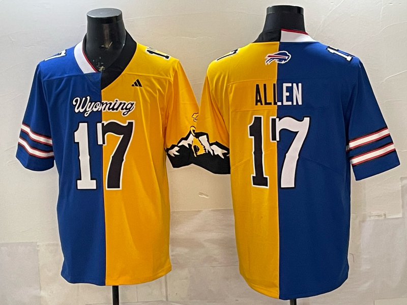 Custom Josh Allen Bills Gold Black Gray Split Limited Jersey -All Stitched