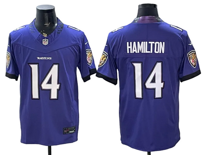 Custom Kyle Hamilton White Black Purple Alternate Limited Football Jersey -All Stitched